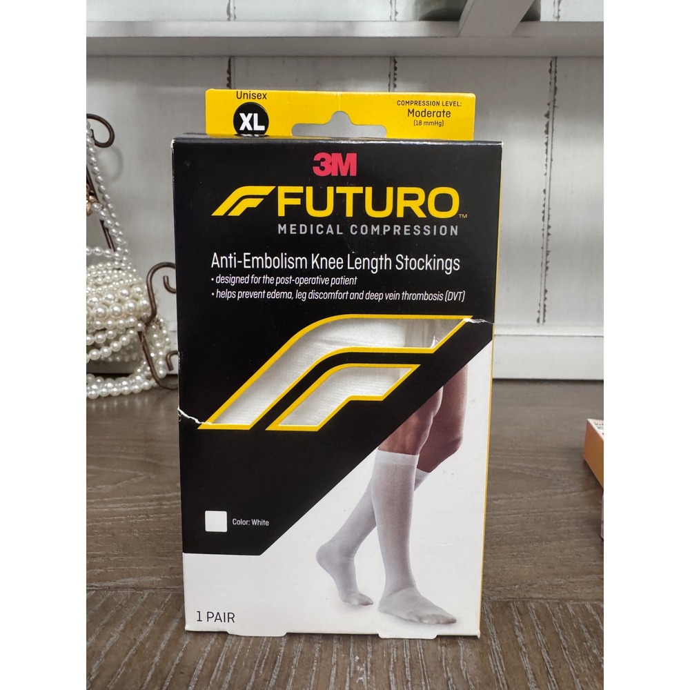 3M Futuro Anti-Embolism Knee Length Stockings XL White Moderate 18mmHg 71059EN